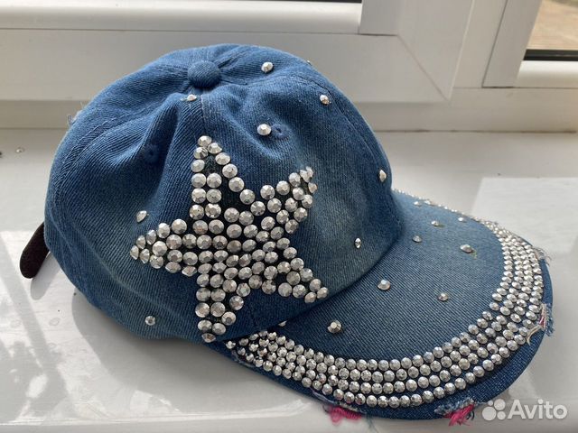 Кепка джинсовая со стразами