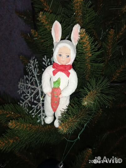 Ватная игрушка заяц