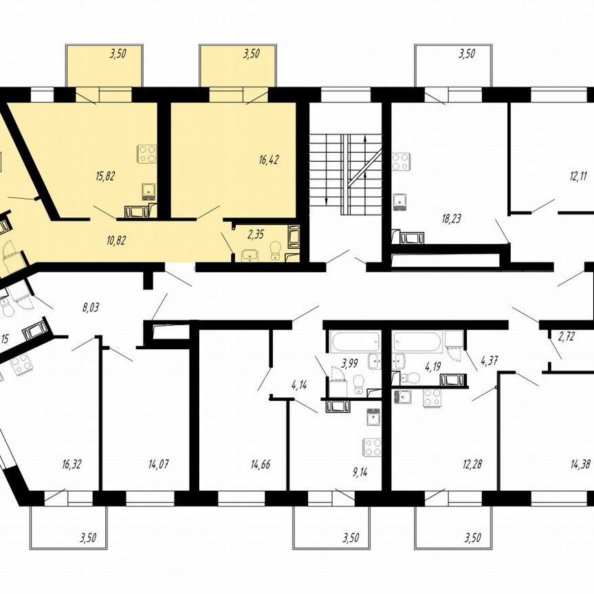 2-к. квартира, 67,4 м², 2/3 эт.