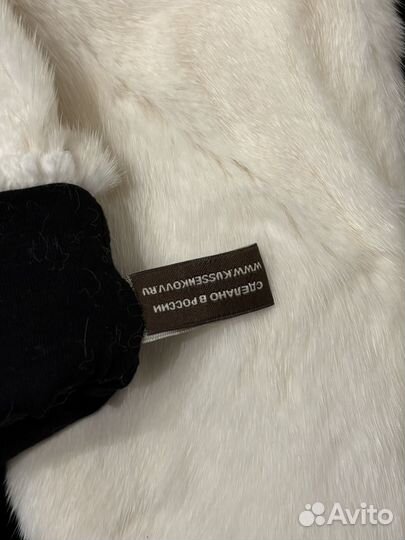 Варежки из меха норки белые