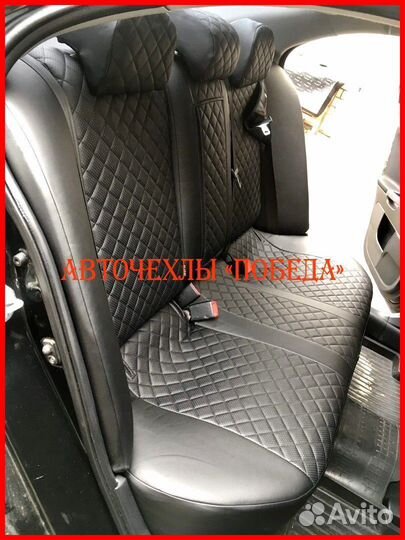 Чехлы Mitsubishi Lancer 10 1 из экокожи чёрные Ром