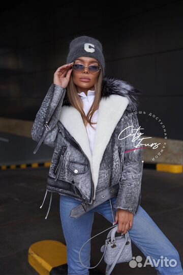 Дубленка из натуральной овчины с мехом чернобурки