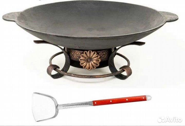 Сковорода садж 40 см с подставкой+лопатка комплект