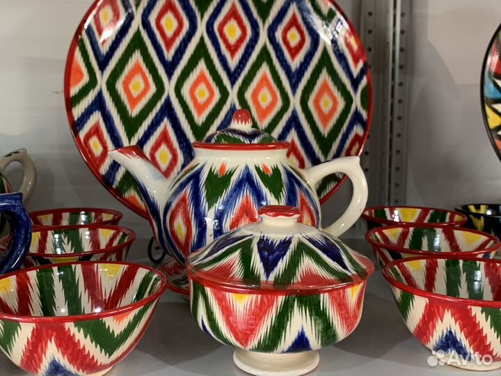 Чайный сервиз узбекский атлас посуда