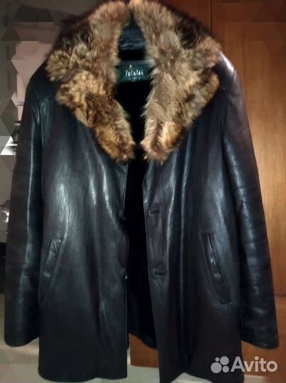 Кожаная куртка зимняя мужская 50размер