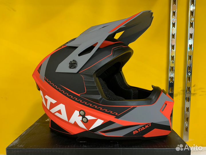 Шлем кроссовый ataki JK801 Valor красно-серый