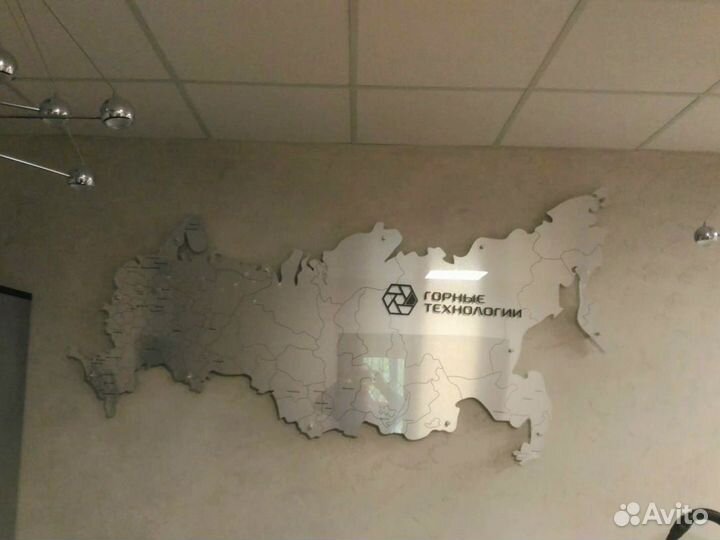 Карта мира с подсветкой на стену. Панно объемное