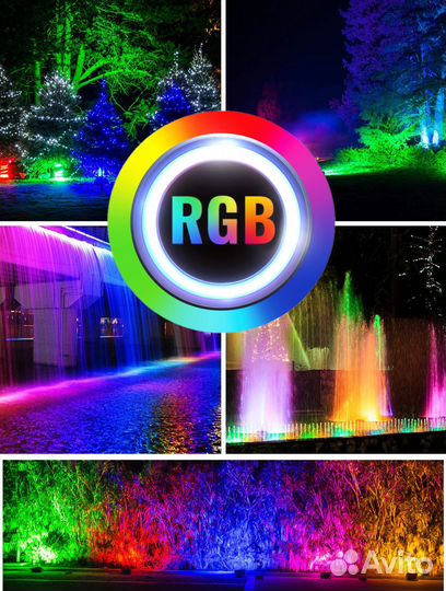 Цветной RGB прожектор светильник Wi Fi/ с пультом