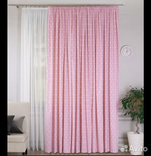 Розовая штора в детскую