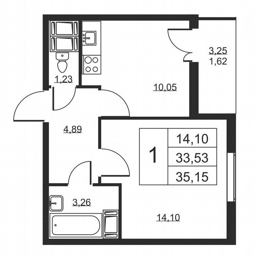 1-к. квартира, 35,2 м², 17/19 эт.