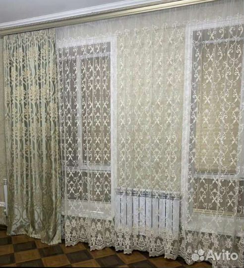 Шторы портьеры и тюль итальянский комплект