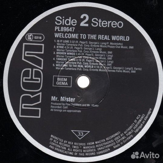 LP.Mr. Mister – Welcome To The Real World - 1985