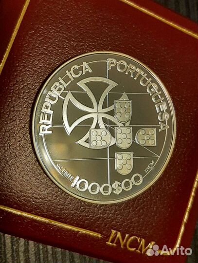 1000 эскудо 1999г. Серебро 925. Пруф