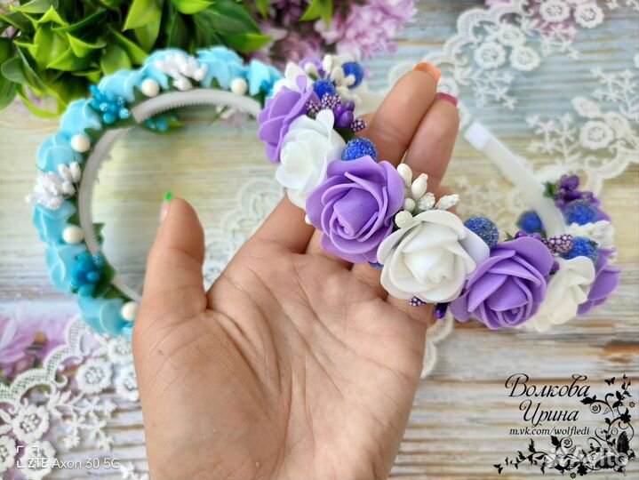 Ободок (обруч) с цветами