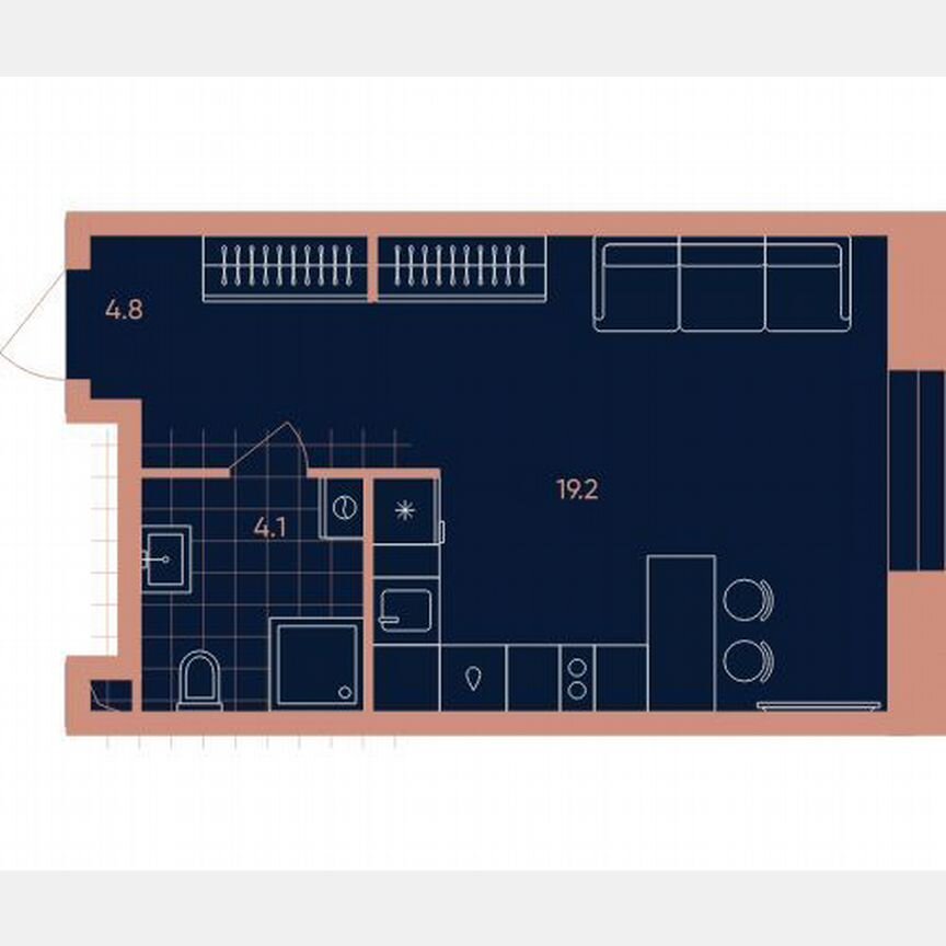 Квартира-студия, 28,1 м², 5/27 эт.