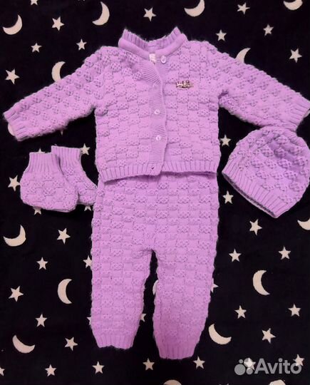 Вязанный костюм для девочки 68-74