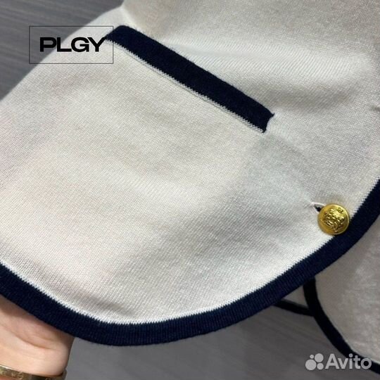 Трикотажный пиджак Celine с контрастными вставками