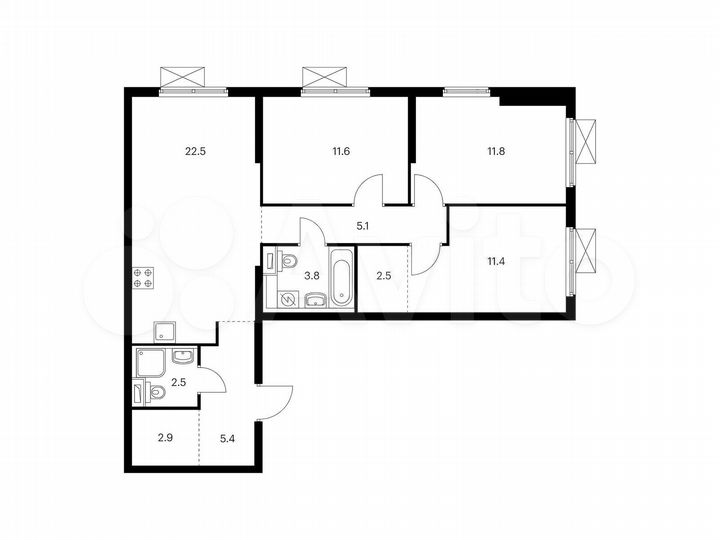 3-к. квартира, 79,5 м², 19/25 эт.