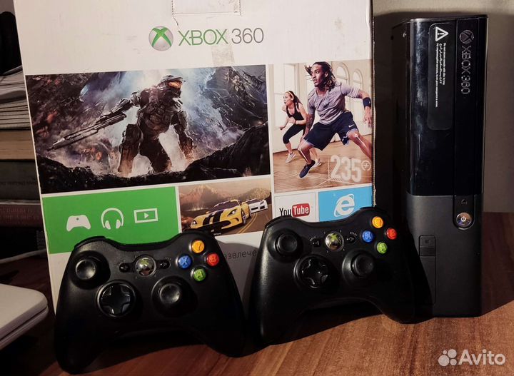 Xbox 360 E 250gb + 2 Геймпада + 9 игр (диски)