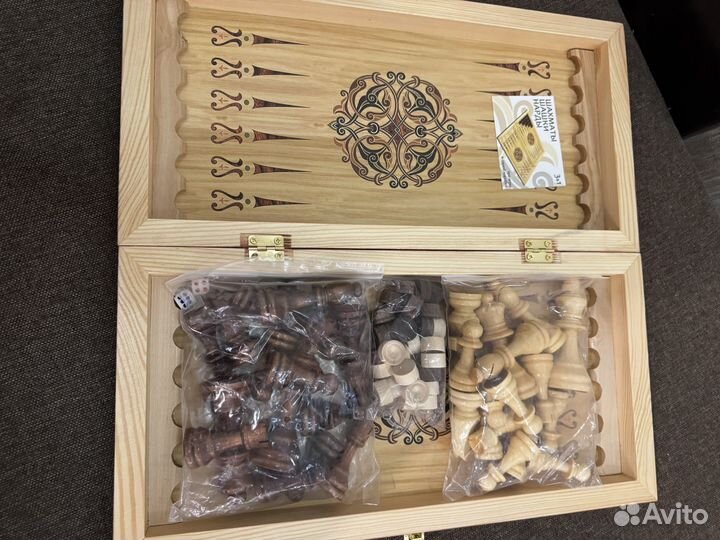 Шахматы нарды шашки 3 в 1 из сосны