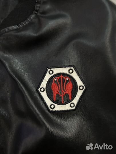 Кожаная стильная куртка- бомбер 158