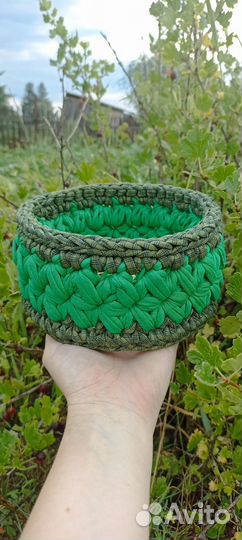 Корзинка из трикотажной пряжи