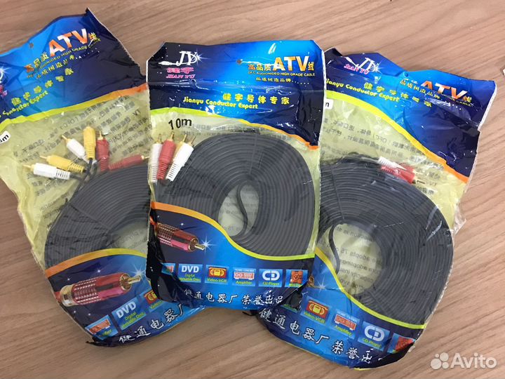 Av кабель 3х3 10,15,20 метров тюльпана шнур видео