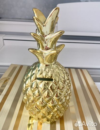 Копилка Ананас золотой
