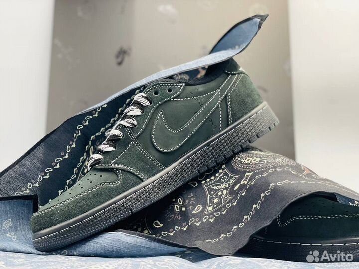 Кроссовки Air Jordan 1 Travis Scott Зеленые