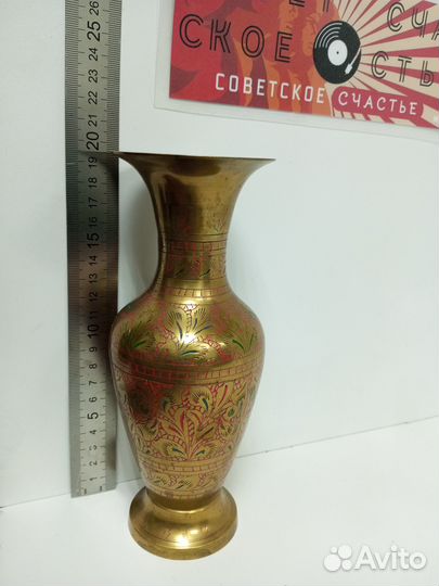 Ваза с цветочным узором Латунь Индия