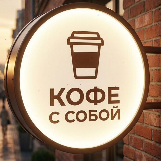 Вывеска кофе с собой / Гарантия 2 года
