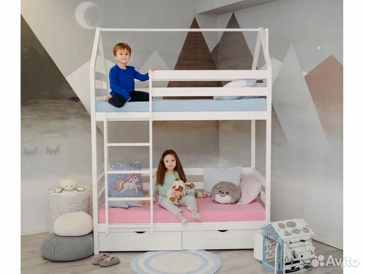 Двухъярусная кровать-домик Classic для детей от 3