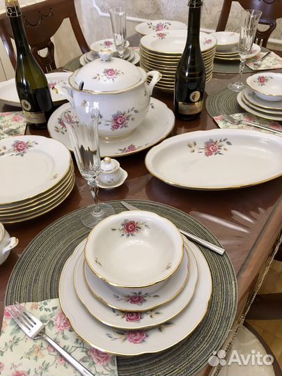 Сервиз столовый СССР «Роза» фарфор
