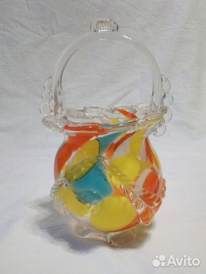 Ваза конфетница цветное стекло СССР