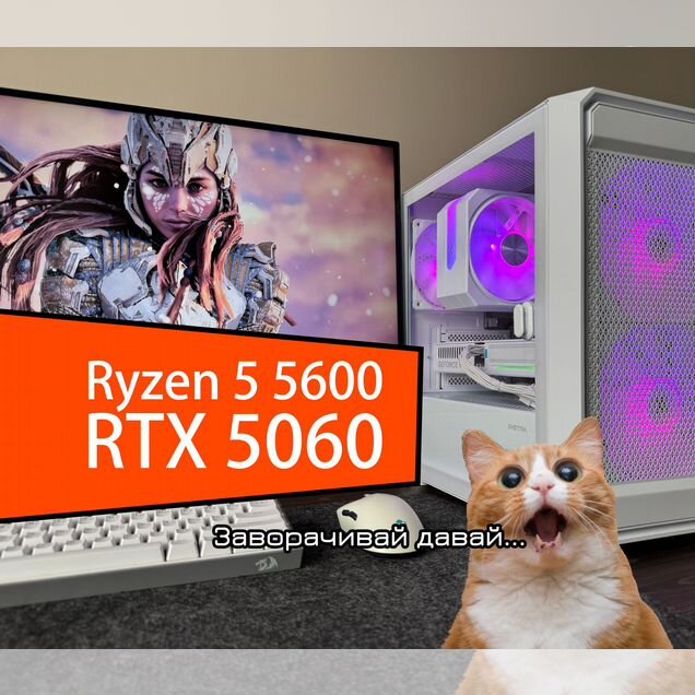 Игровой пк + экран 200hz, RTX 5060, Ryzen 5 5600
