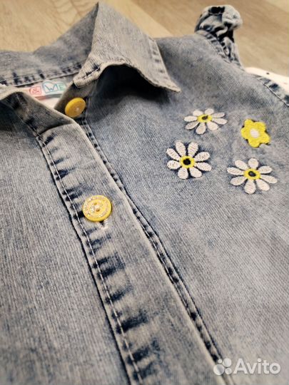 Сарафан джинсовый и лонгслив (комплект)