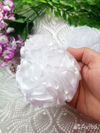 Белые банты для волос ручной работы