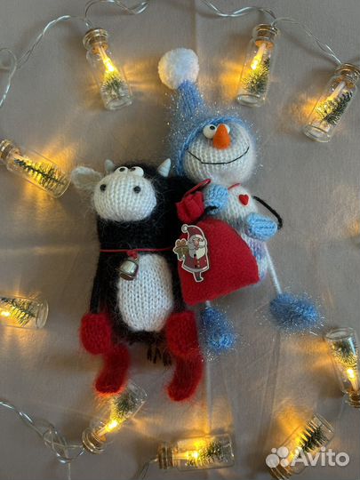 Вязаная игрушка, вязаный бысок, вязаный снеговик