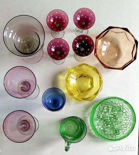 Цветное стекло. Вазы рюмки. СССР
