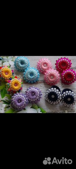 Резиночки резинки заколки для волос ручной работы