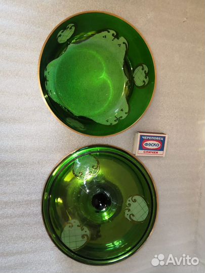 Конфетница ваза богемский цветной хрусталь Чехия