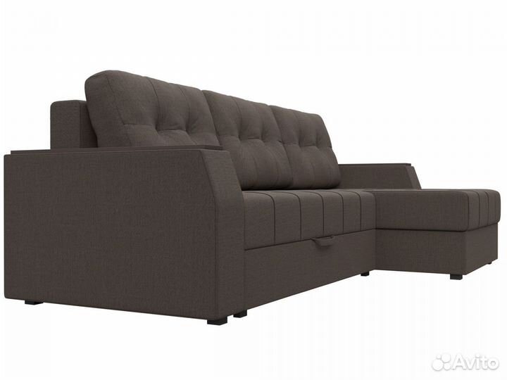 Диван угловой Эмир бс правый угол, рогожка, амур коричневый