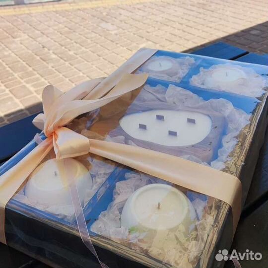 Подарочный набор арома свечей в деревянном боксе