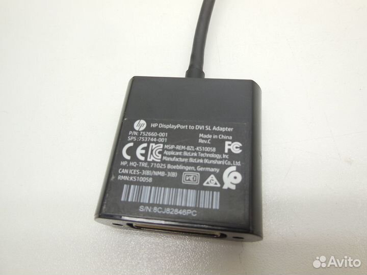 Кабель переходник HP DisplayPort на DVI-D кабель 7