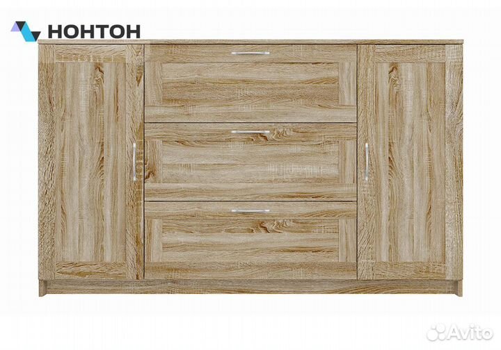 Комод с дверцами Сириус 3 ящика сонома