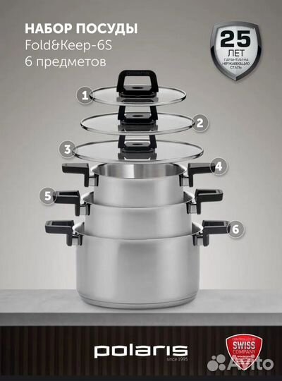 Набор посуды компактного хранения Polaris
