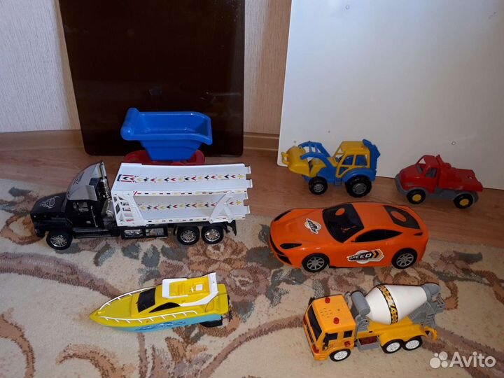 Катер водный, Трактор, Самосвал, Машинки