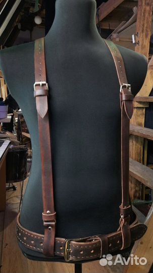 Мужские подтяжки, ручная работа, натуральная кожа