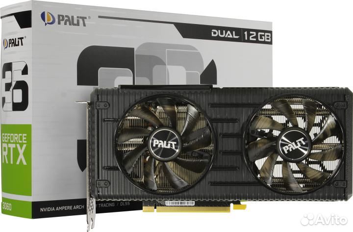 Игровая видеокарта Palit Dual RTX3060 Dual GeForce RTX 3060 12 Гб gddr6