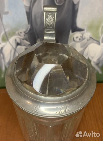 Старинная Немецкая Пивная Кружка с Кристалом. 19в